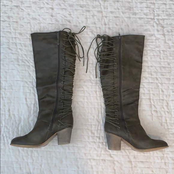 Faux Leather Mid Knee High Boots. - Picture 2 of 4